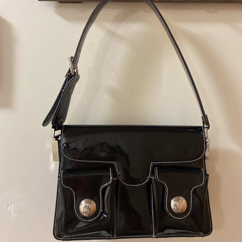 Vintage Y2k Jeanne Lottie Black Patent Leather Bag